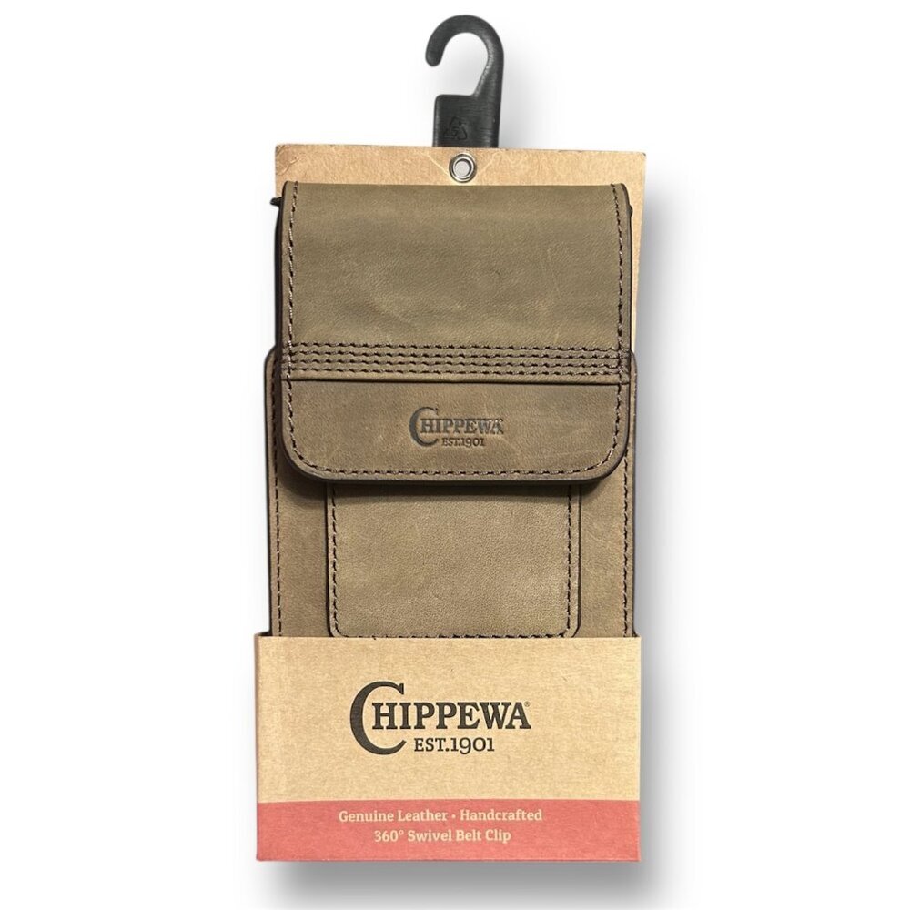 Chippewa Cell Phone Belt Clip 360 Degree Swivel Leather Logo Brown 22225708C1